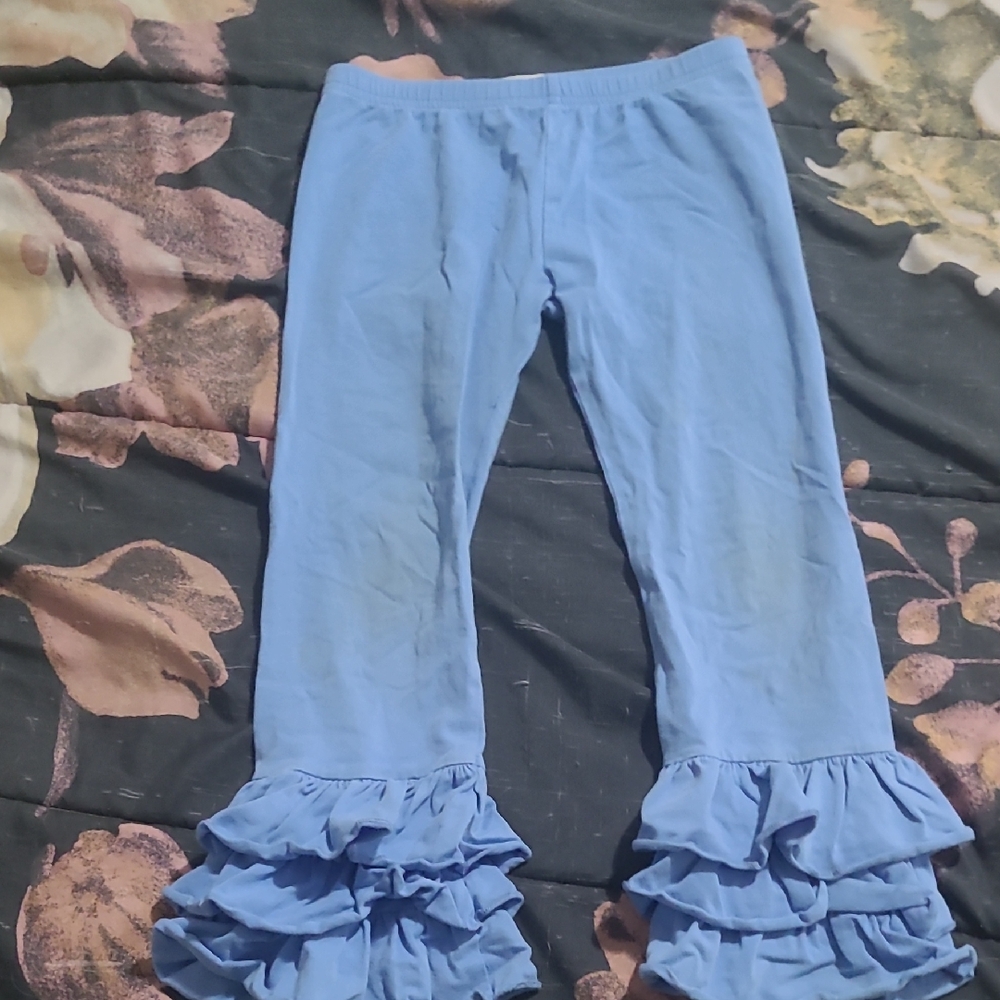 Stylish Kids Ruffle Leggings in Sky Blue